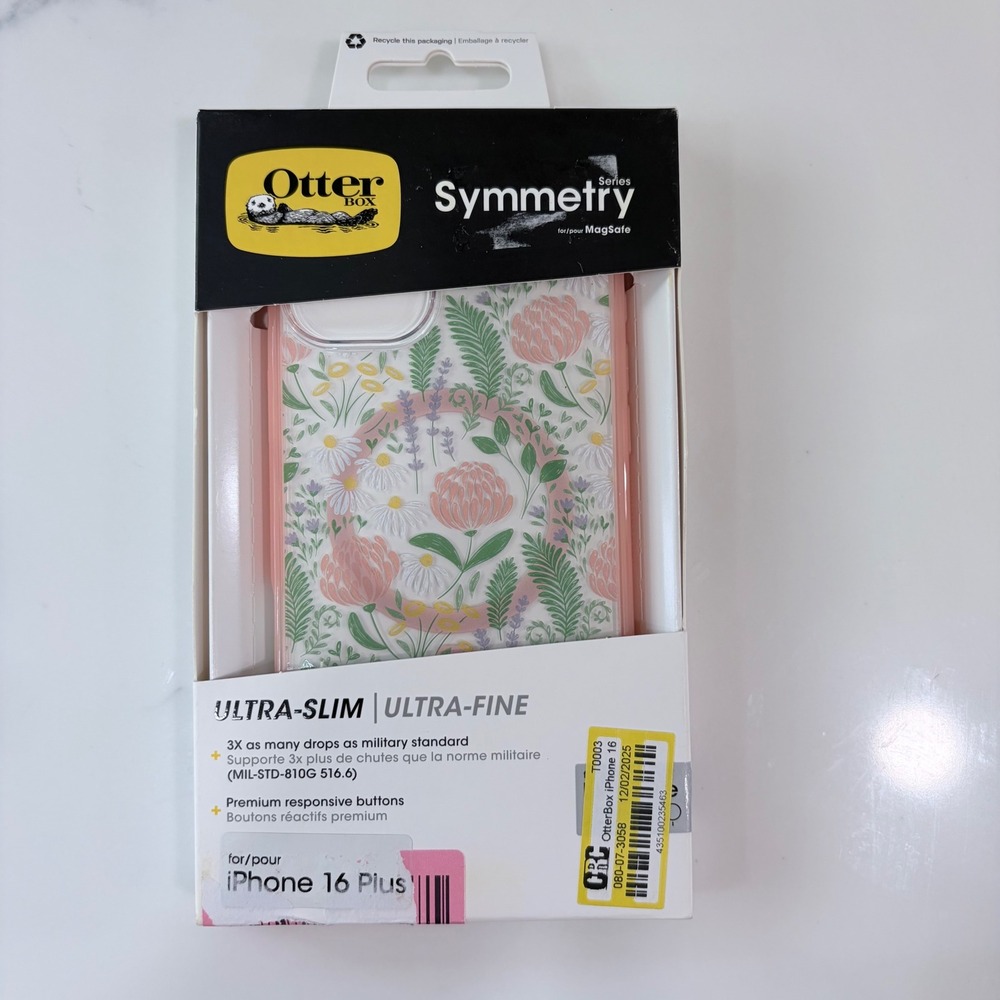 OtterBox Symmetry iPhone 16 Plus Case MagSafe Floral Botanical Pink Green New